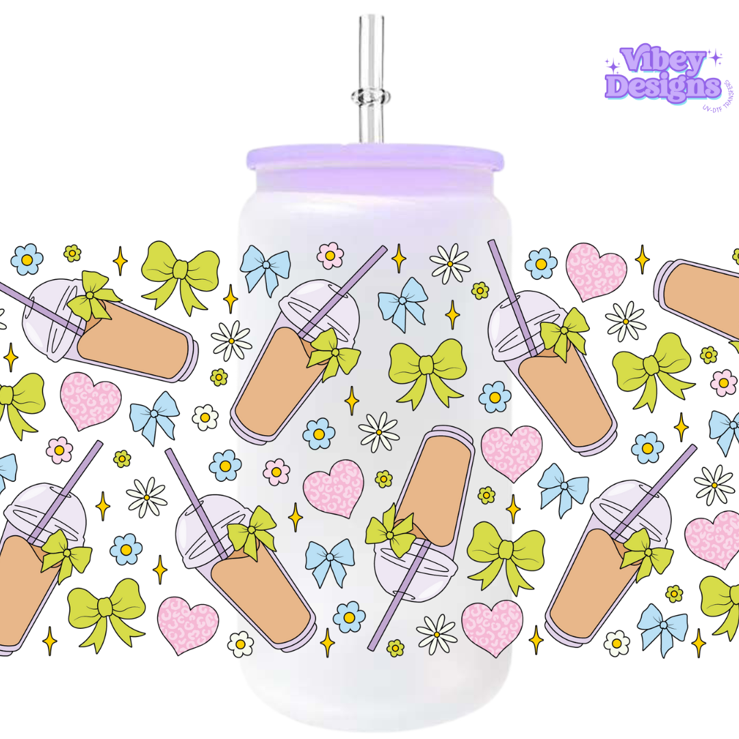 Uv Dtf Wrap For 16oz Libbey Glass - Coffee & Bows