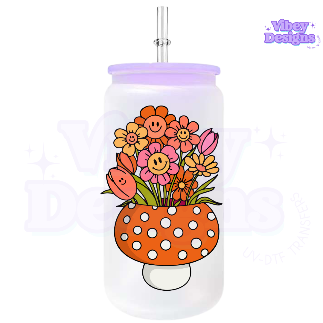 UV-DTF Transfer for Bottle, Glass, Mug, Diary - Happy Flowers