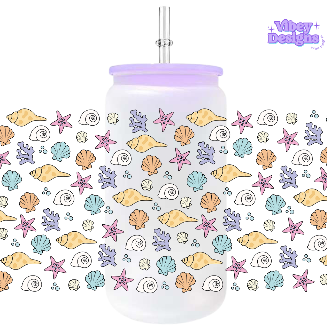 Uv Dtf Wrap For 16oz Libbey Glass - Seashells