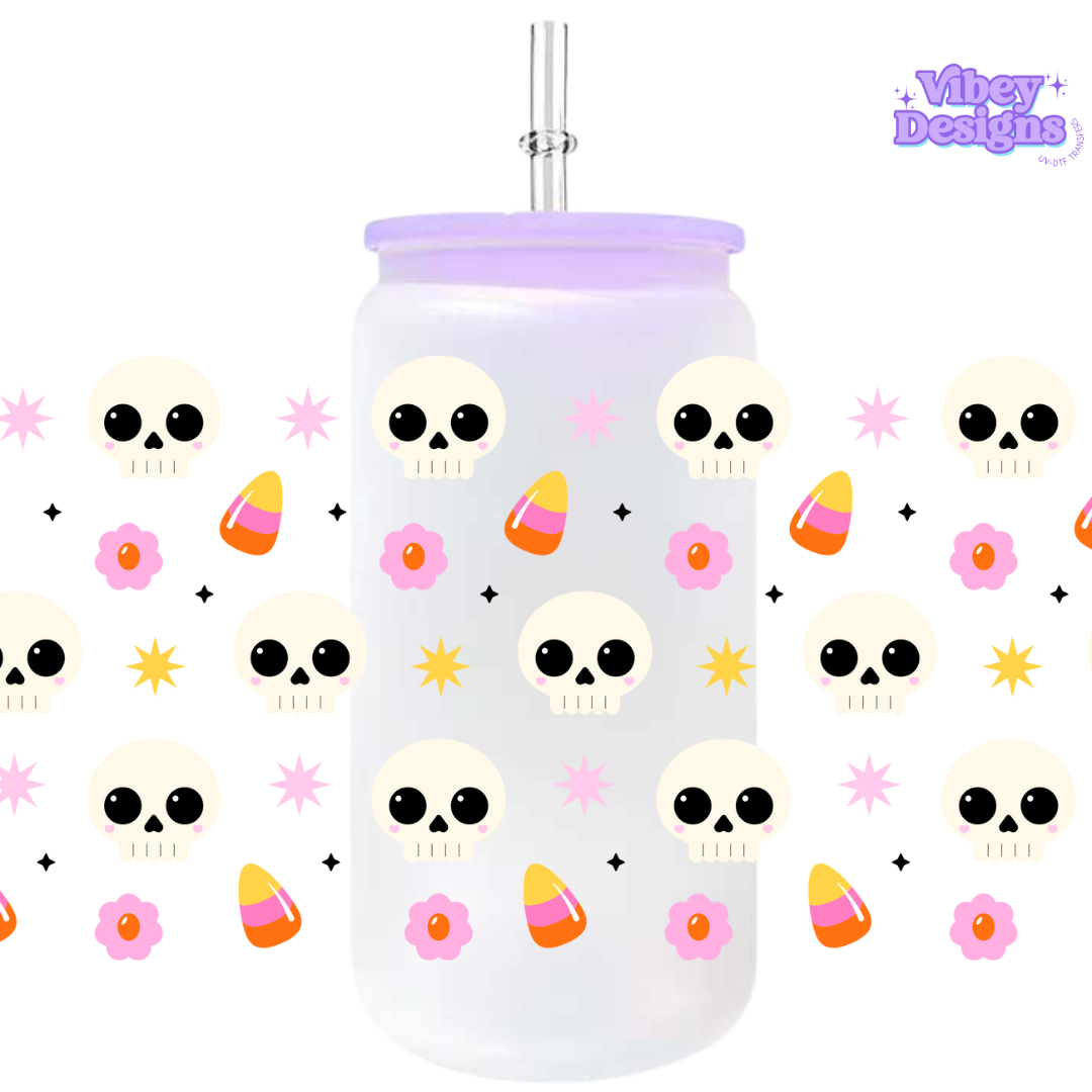 Uv Dtf Wrap For 16oz Libbey Glass - Retro Halloween