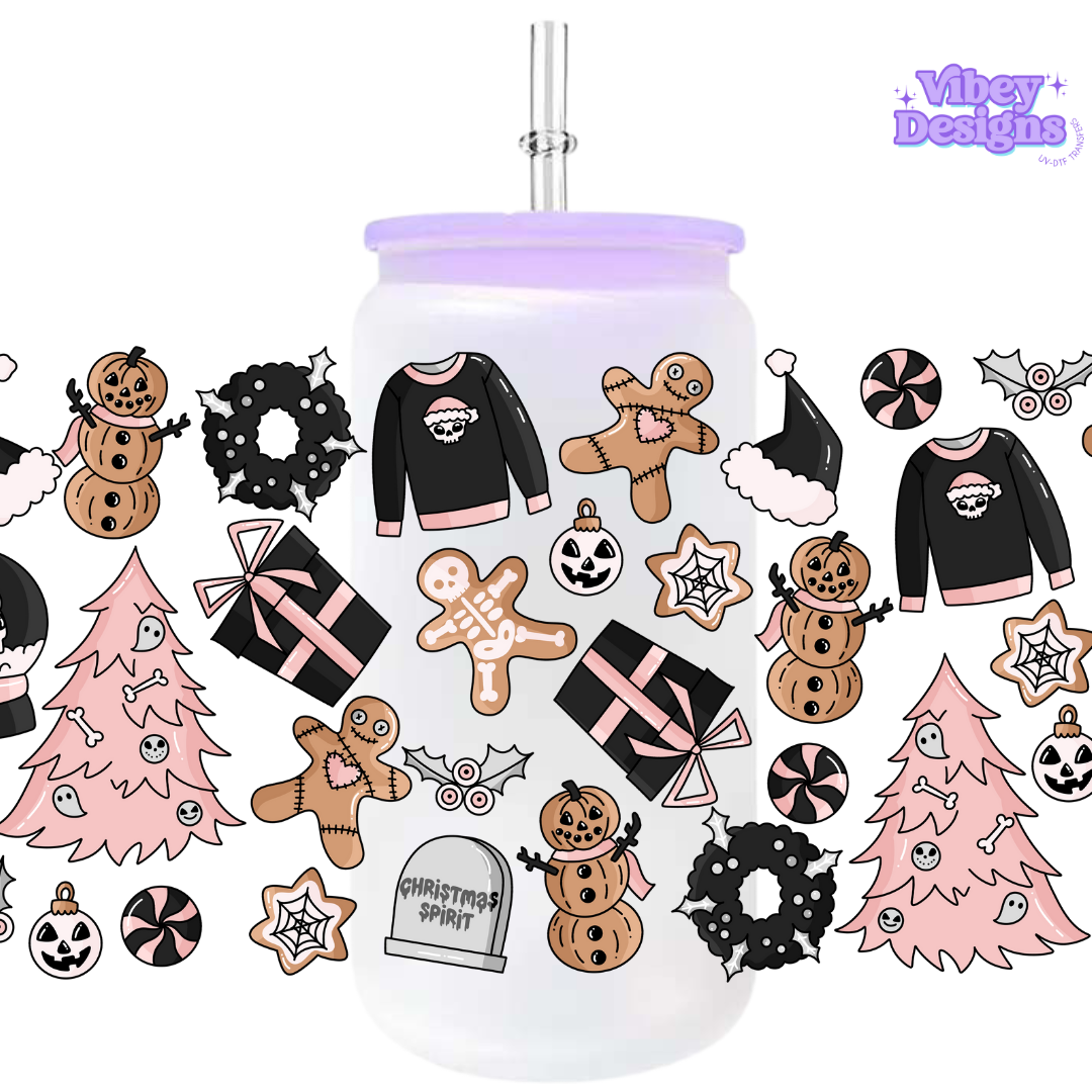 Uv Dtf Wrap For 16oz Libbey Glass - Summoning Xmas Spirit