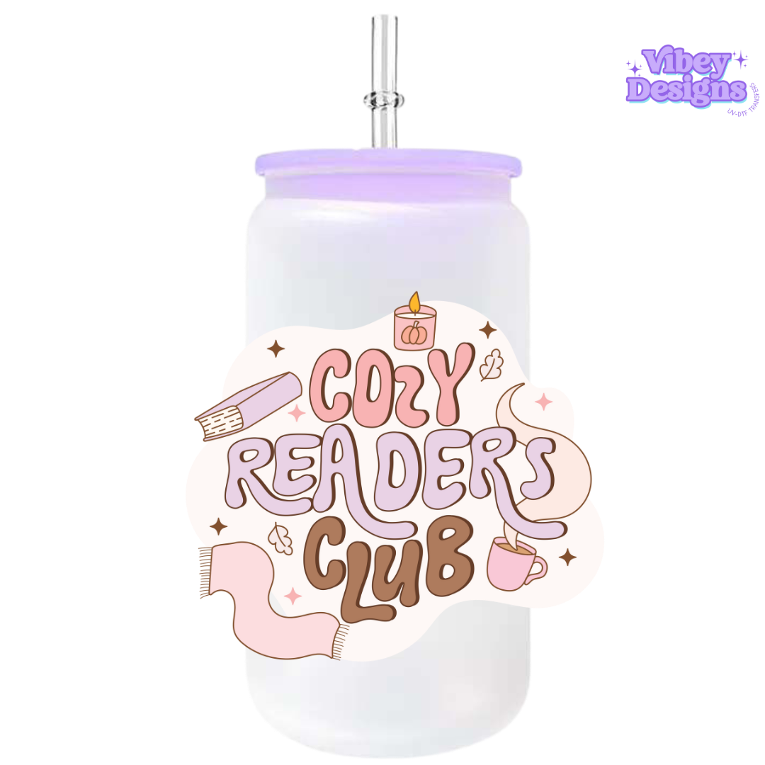 UV-DTF Transfer for Bottle, Glass, Mug, Diary - Cozy Readers Club