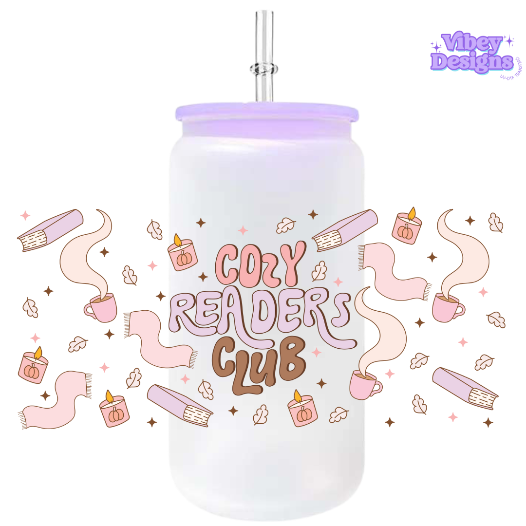 Uv Dtf Wrap For 16oz Libbey Glass - Cozy Reader Club