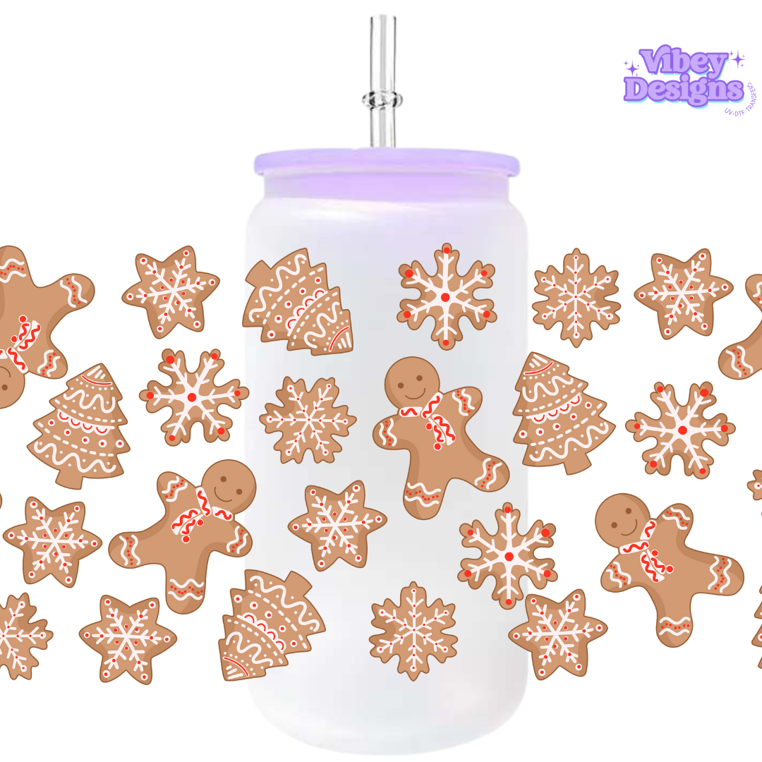 Uv Dtf Wrap For 16oz Libbey Glass - Ginger Cookies
