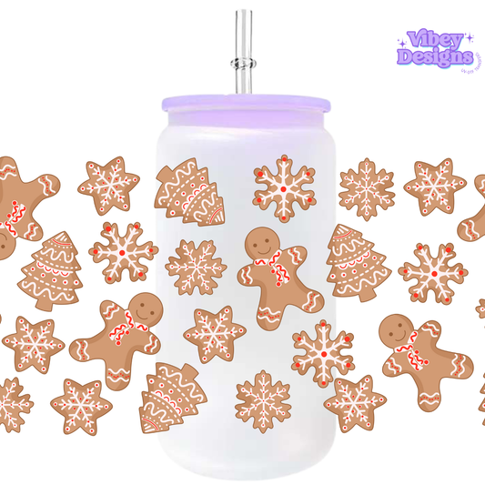 Uv Dtf Wrap For 16oz Libbey Glass - Ginger Cookies