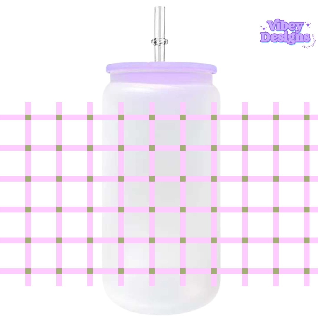Uv Dtf Wrap For 16oz Libbey Glass - Plaid Cup