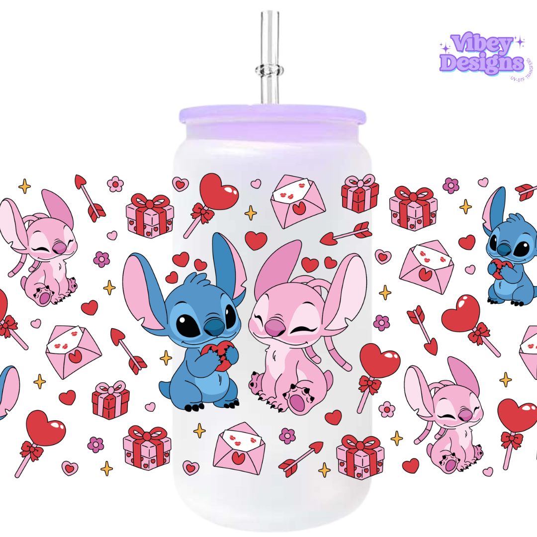 Uv Dtf Wrap For 16oz Libbey Glass - #VAL29 Valentine Aliens