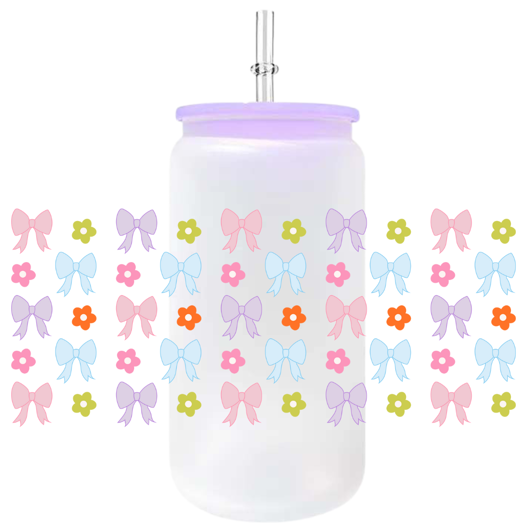 Uv Dtf Wrap For 16oz Libbey Glass - Pastel Bows
