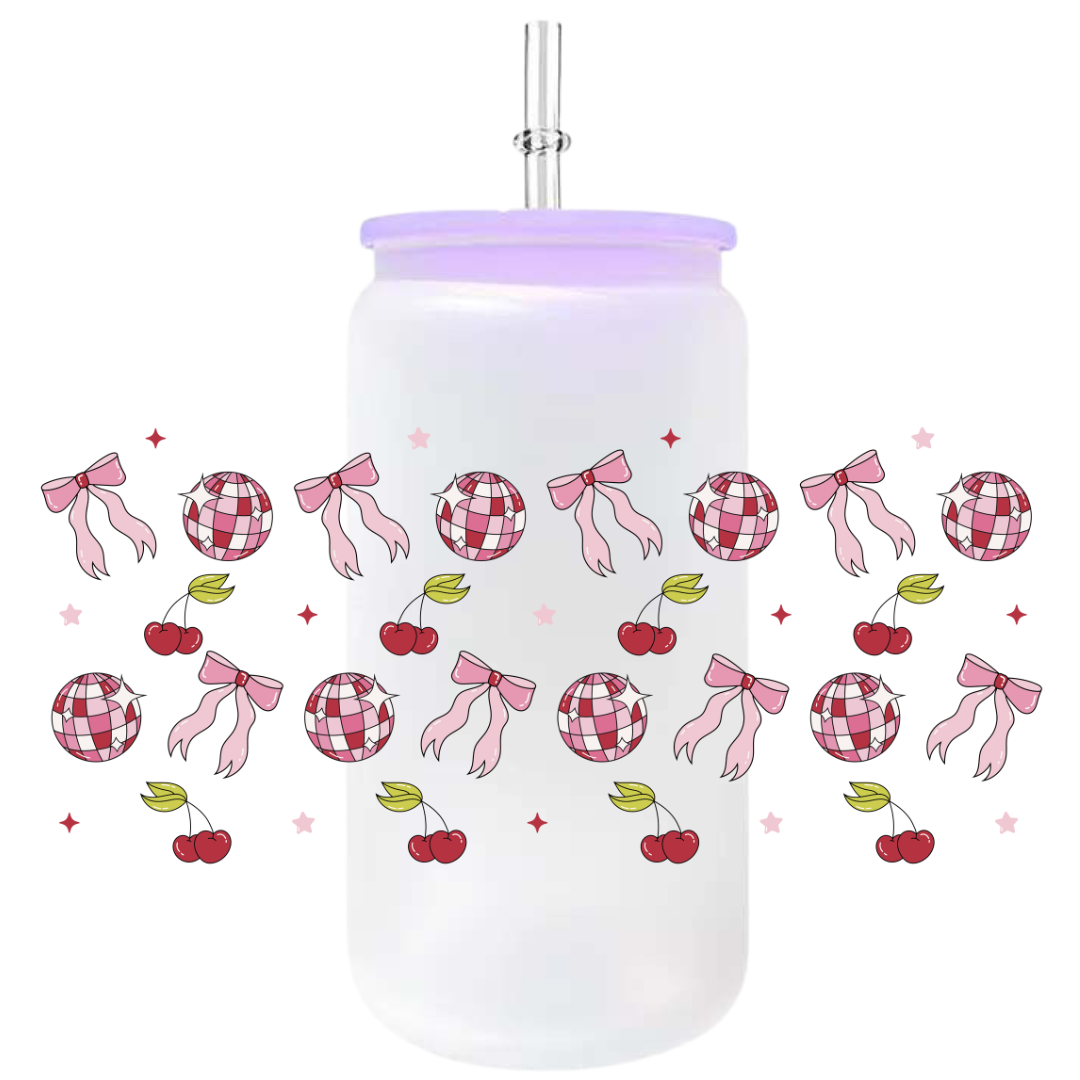 Uv Dtf Wrap For 16oz Libbey Glass - Bows & Disco