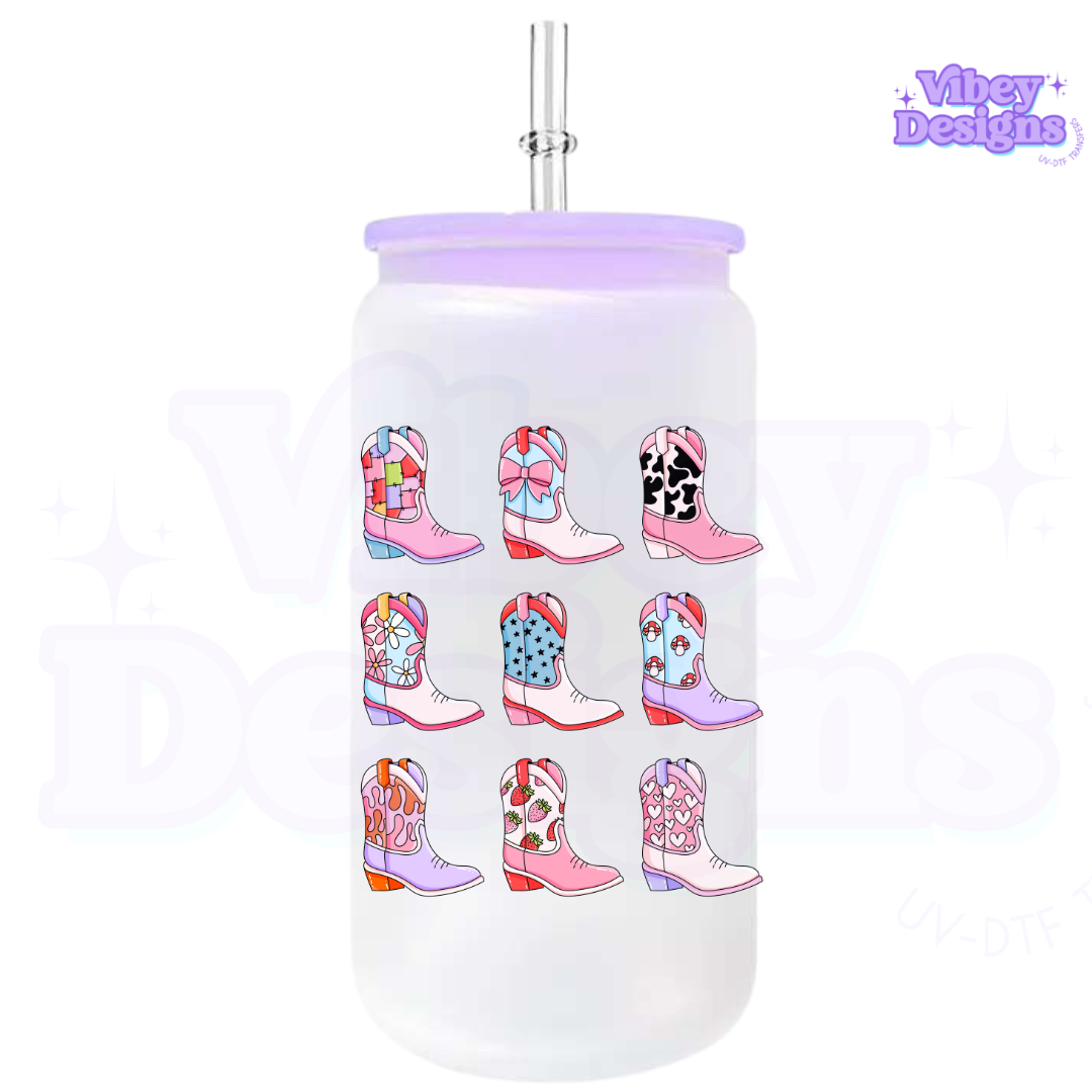 Transfer for Bottle, Glass, Mug, Diary - Pink Boots