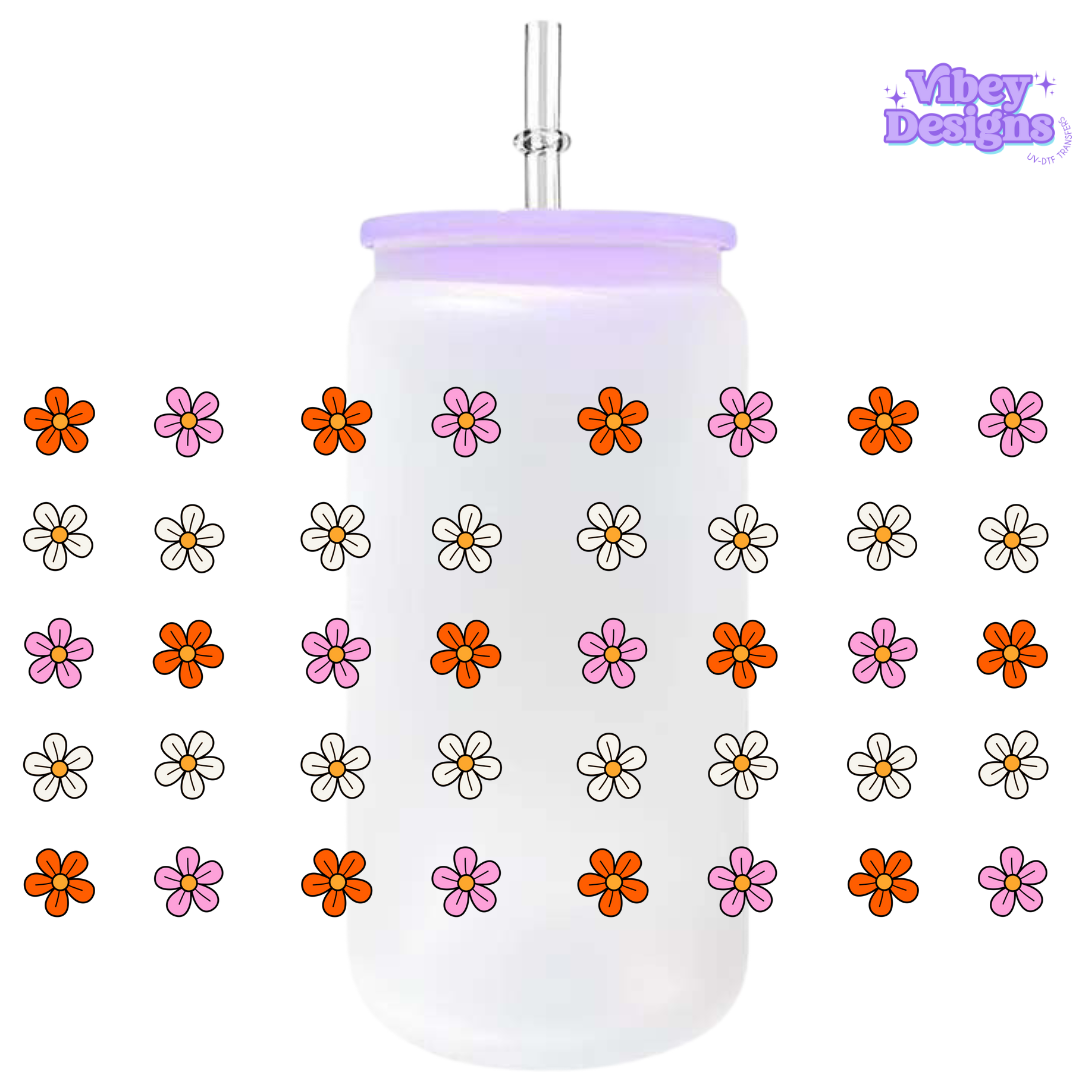 Uv Dtf Wrap For 16oz Libbey Glass - Dainty Flowers