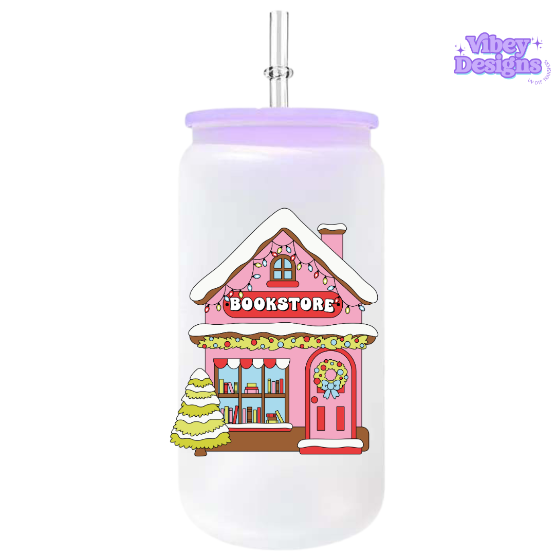 UV-DTF Transfer for Bottle, Glass, Mug, Diary - Christmas Bookstore