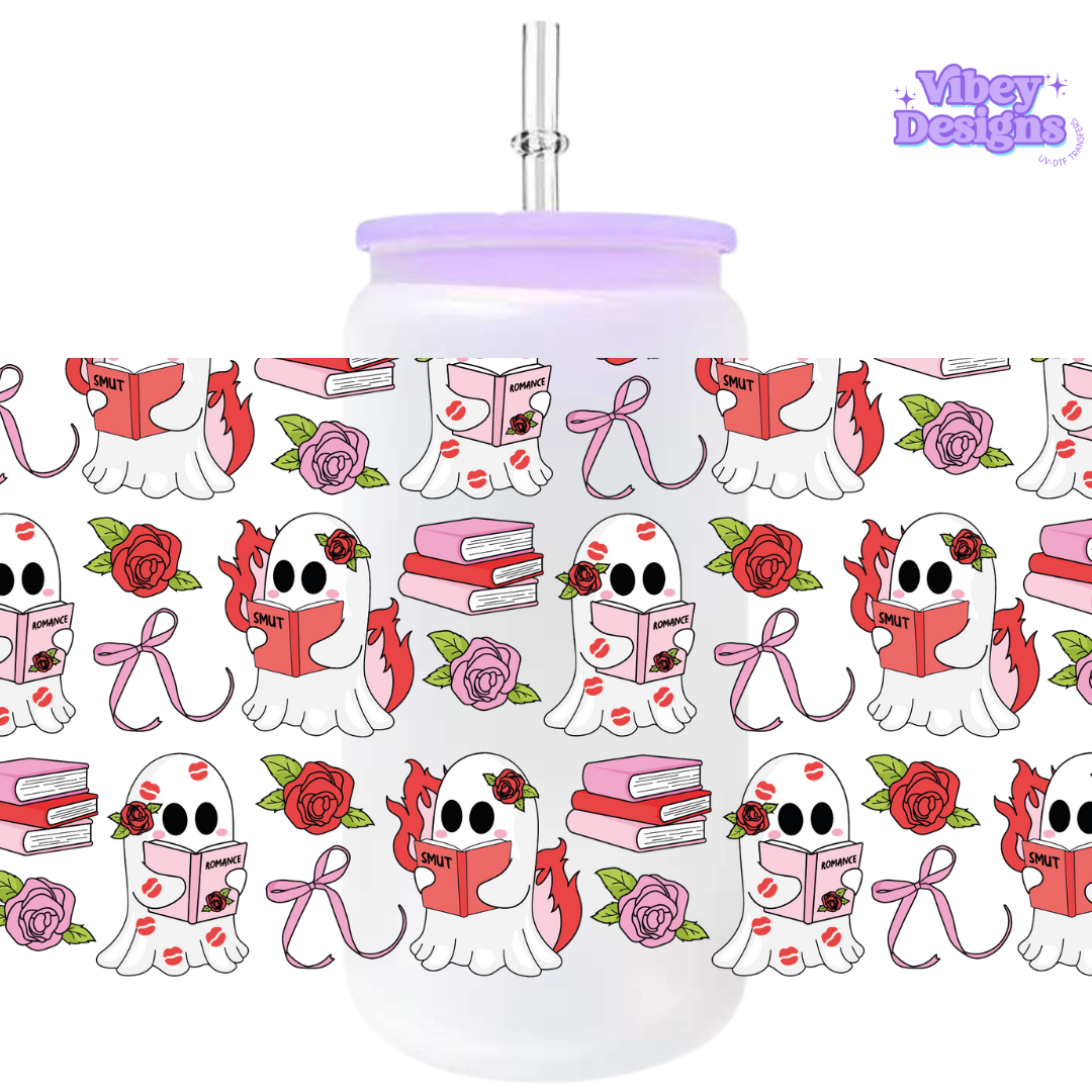 Uv Dtf Wrap For 16oz Libbey Glass - Romance Smut Ghosts