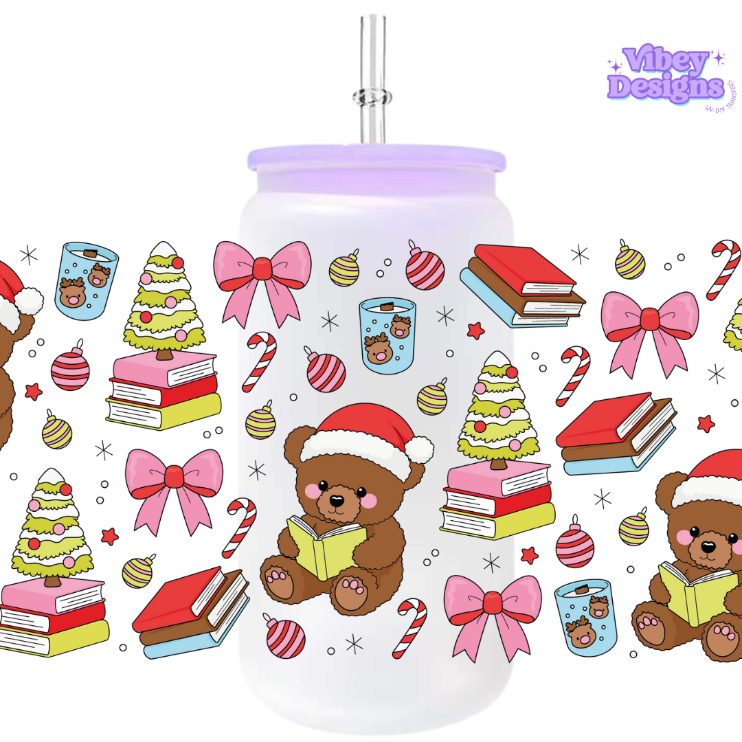Uv Dtf Wrap For 16oz Libbey Glass - Bookmas Teddy