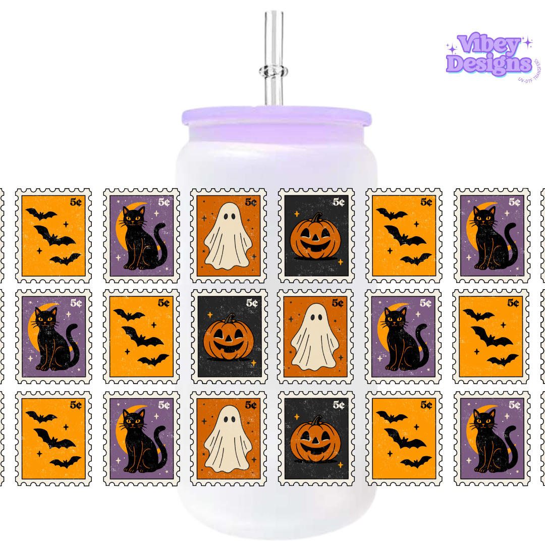 Uv Dtf Wrap For 16oz Libbey Glass - Halloween Stamps