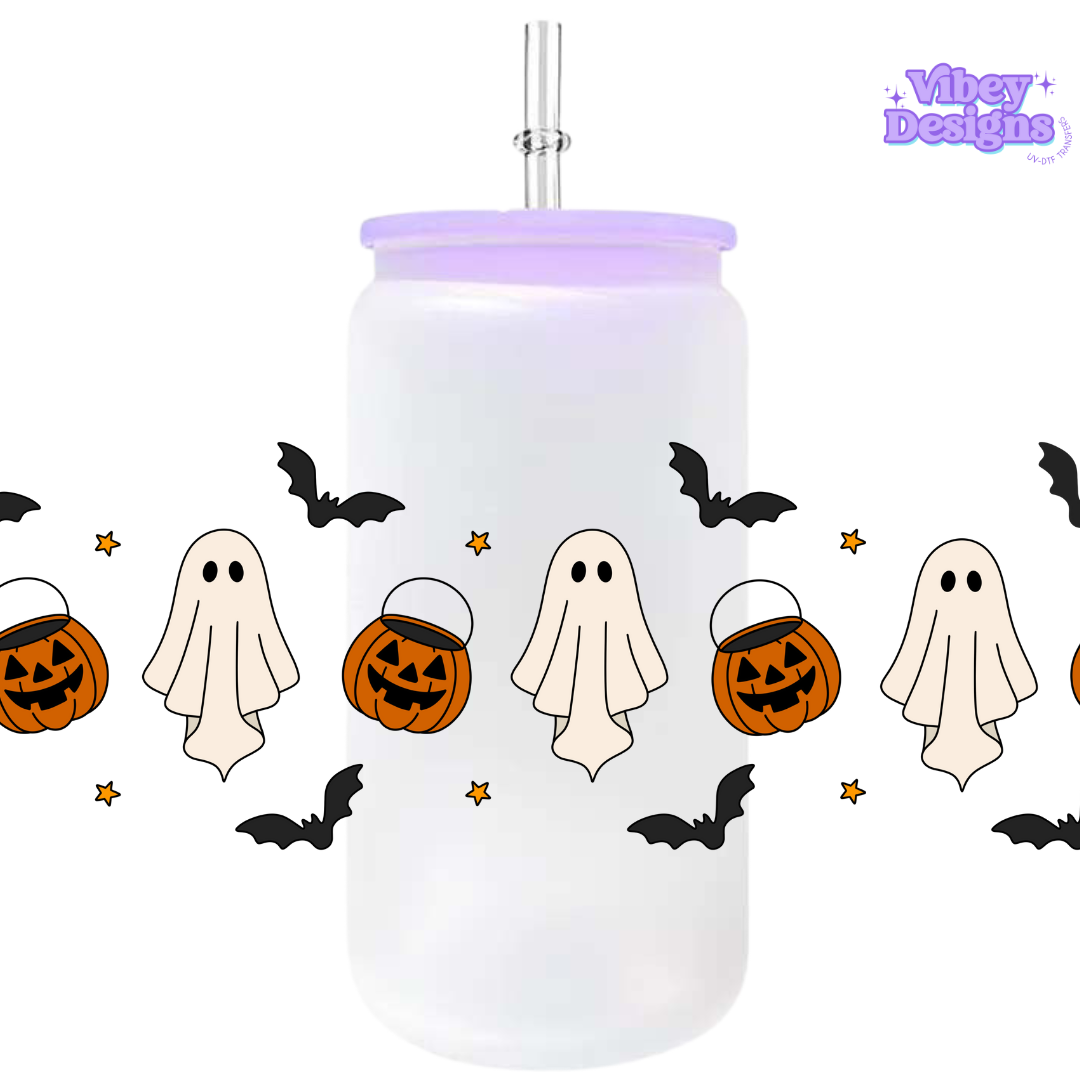 Uv Dtf Wrap For 16oz Libbey Glass - Ghost Trick or Treat