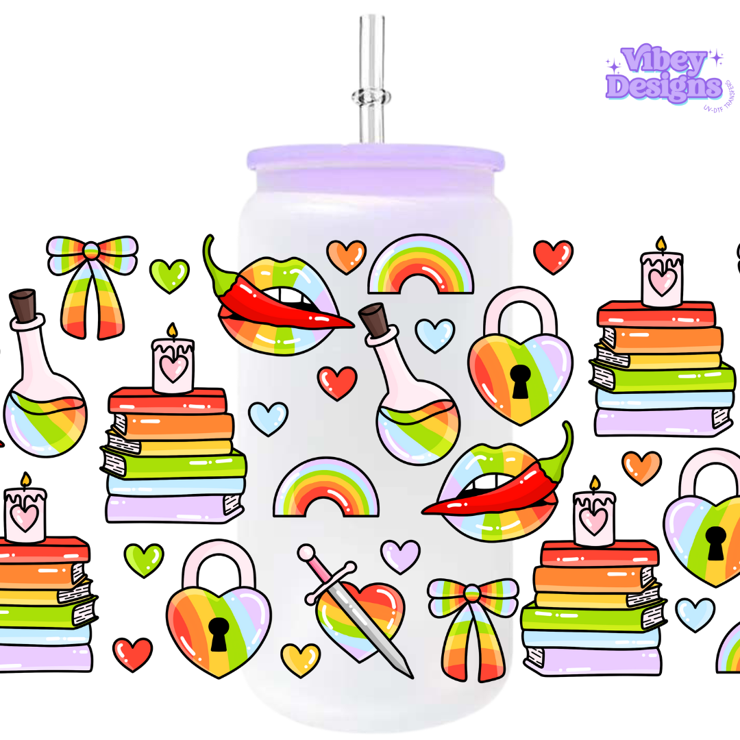 Uv Dtf Wrap For 16oz Libbey Glass - Rainbow Books