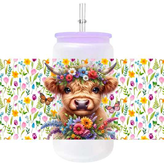 UV-DTF Bookmark Transfer - Spring flowers Cow