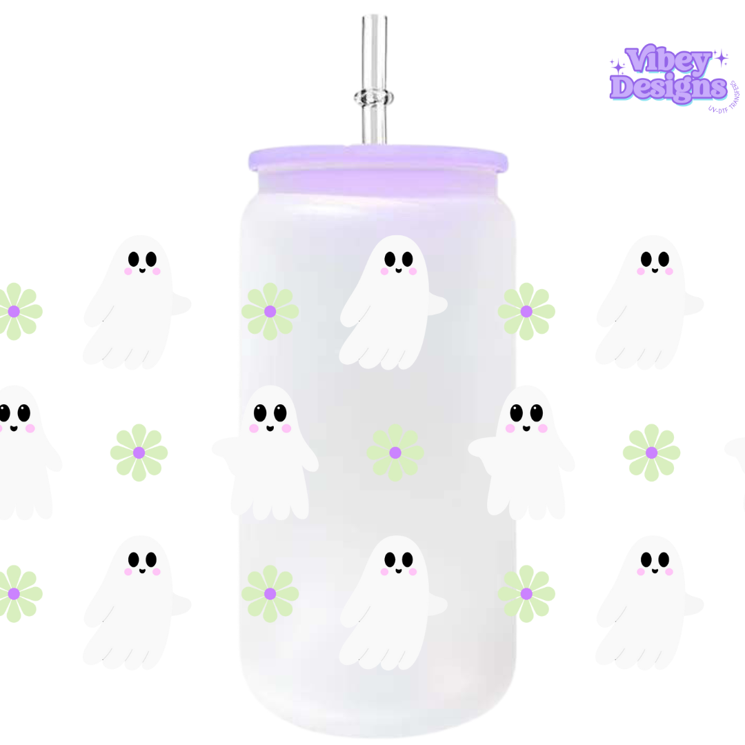 Uv Dtf Wrap For 16oz Libbey Glass - Ghosty Flowers