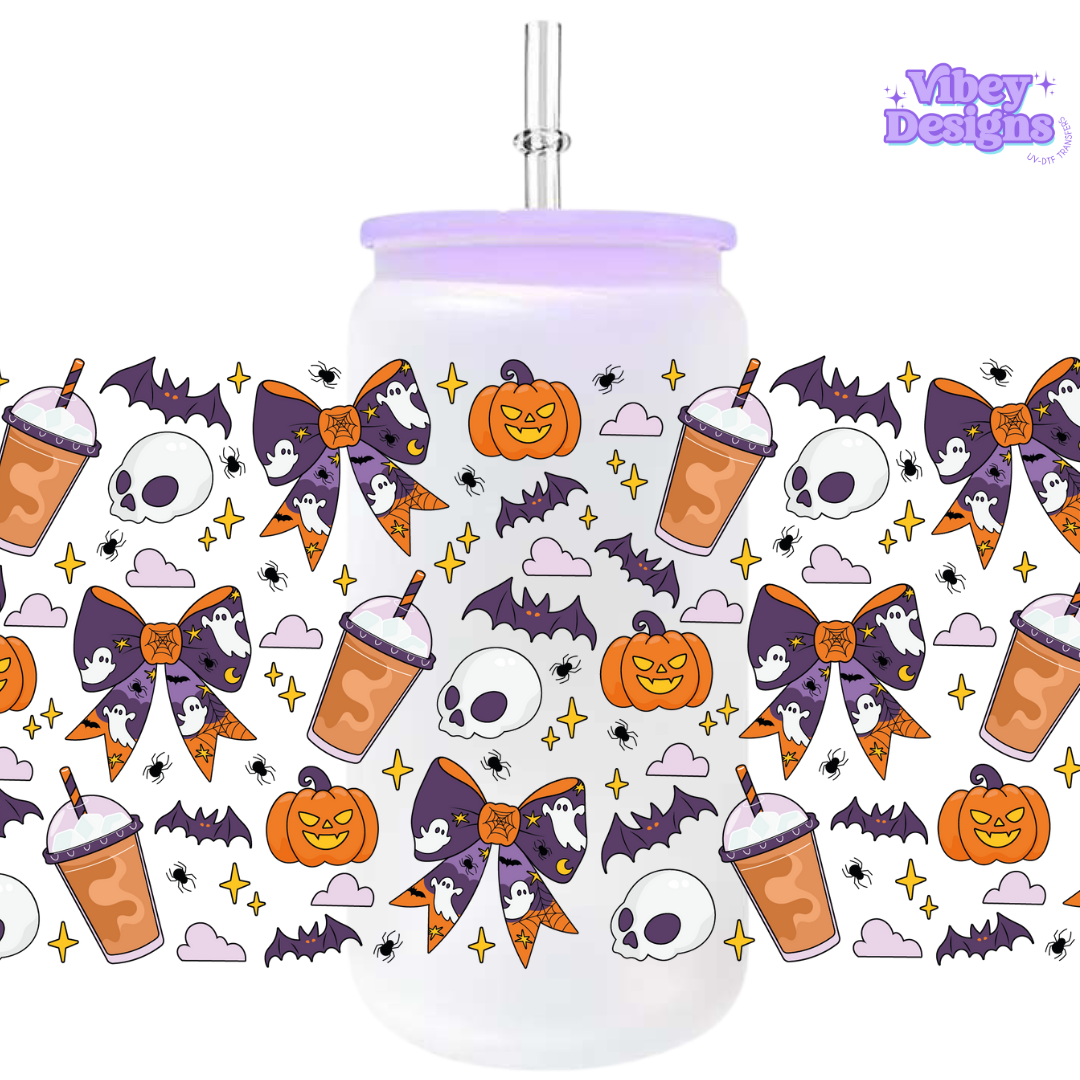 Uv Dtf Wrap For 16oz Libbey Glass - Spooky Coffee