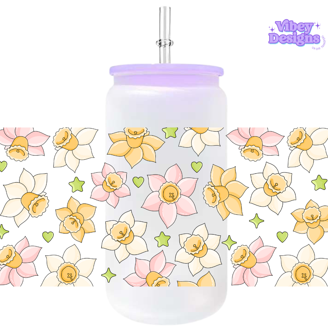 Uv Dtf Wrap For 16oz Libbey Glass - Daffodils