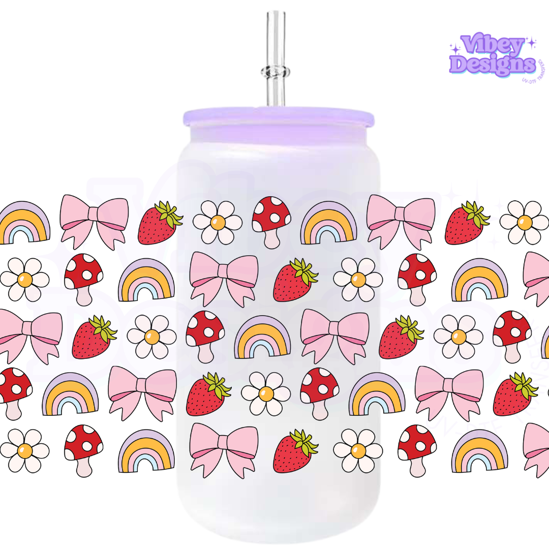 Uv Dtf Wrap For 16oz Libbey Glass - Bows Spring