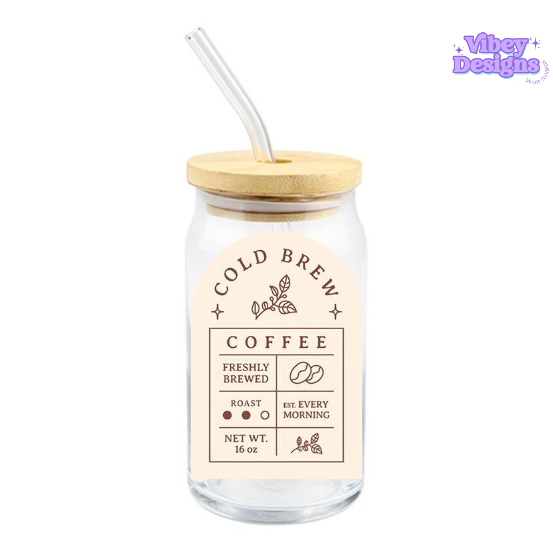 RTS UV-DTF Transfer for Bottle, Glass, Mug, Diary - Cold Brew Coffee