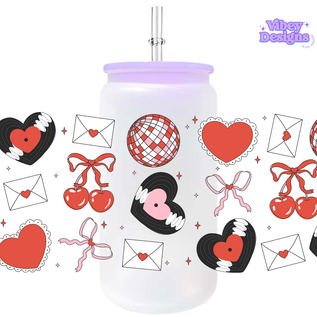 Uv Dtf Wrap For 16oz Libbey Glass - Valentine Coquette