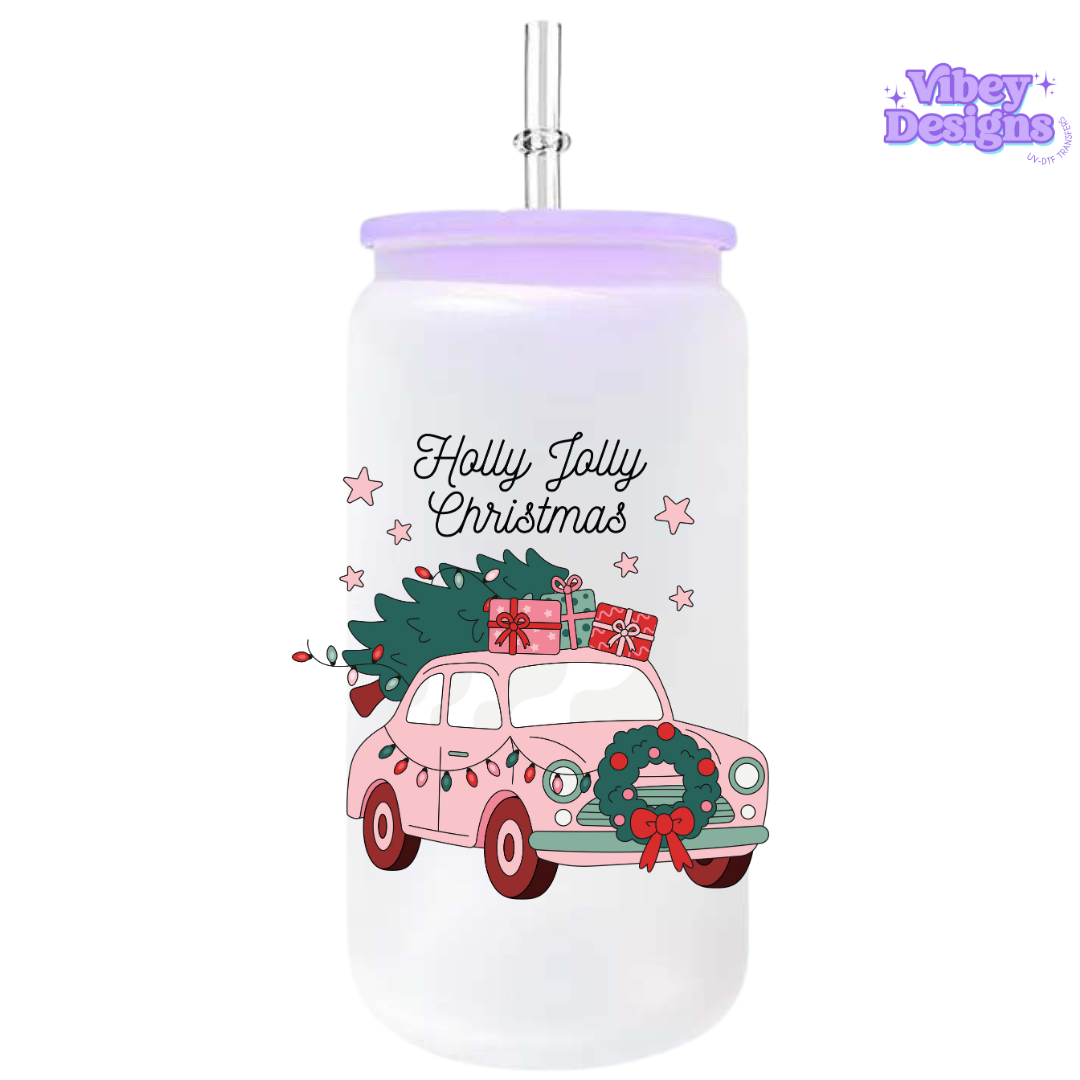 UV-DTF Transfer for Bottle, Glass, Mug, Diary - Holly jolly christmas