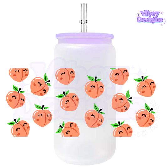 Uv Dtf Wrap For 16oz Libbey Glass - Happy Peaches