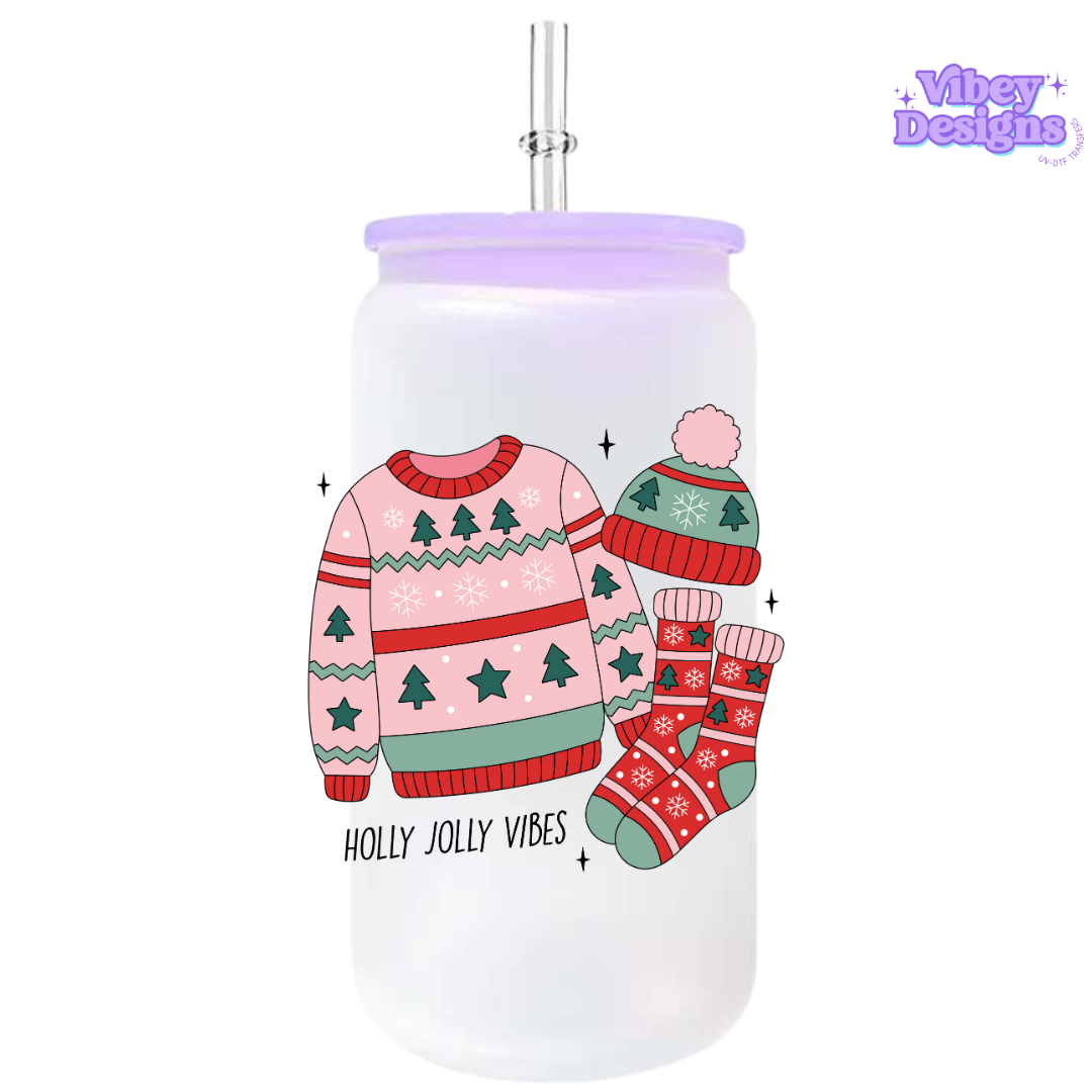 UV-DTF Transfer for Bottle, Glass, Mug, Diary - Holly jolly vibes