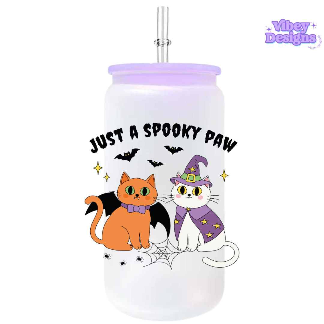UV-DTF Transfer for Bottle, Glass, Mug, Diary - Just a spooky paw