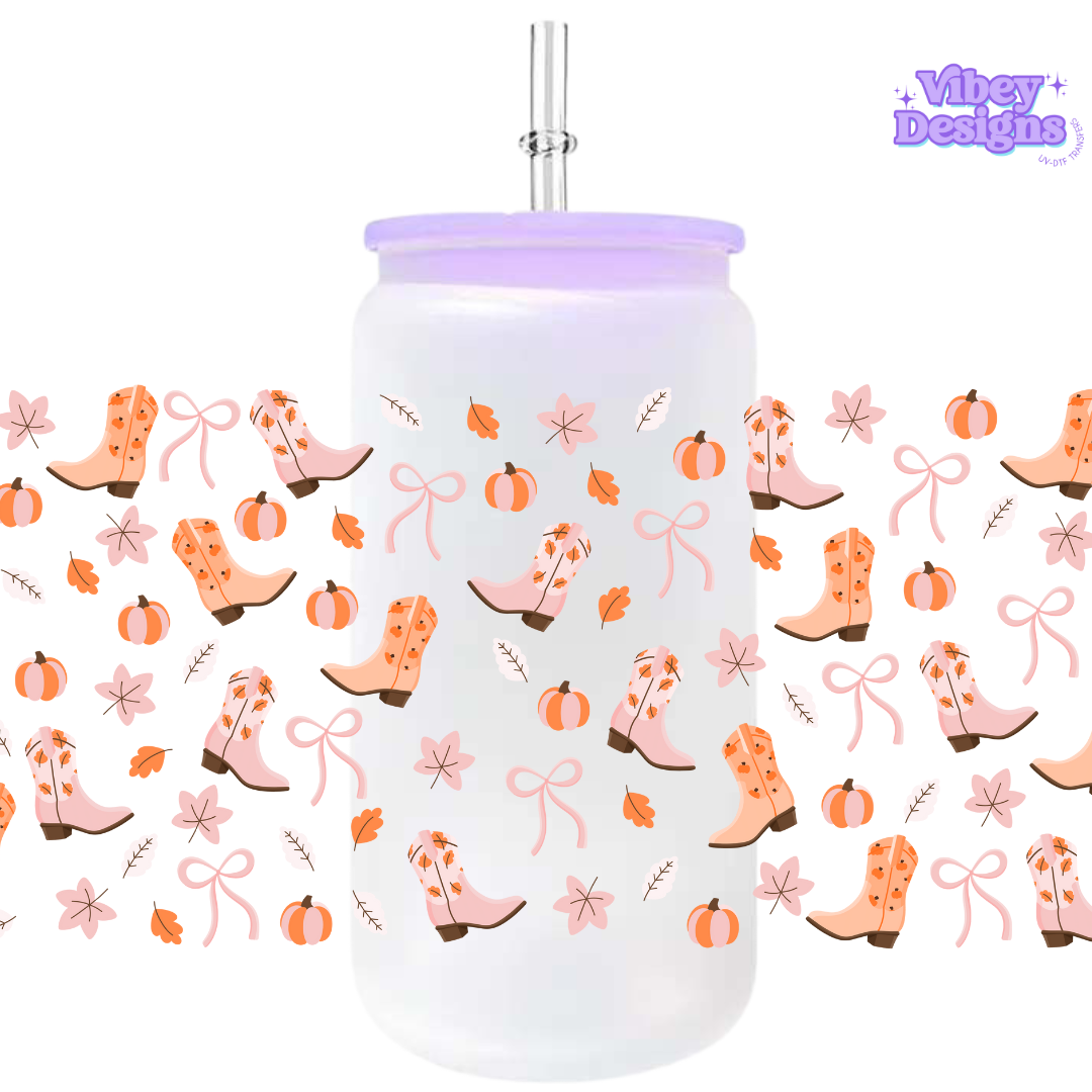 Uv Dtf Wrap For 16oz Libbey Glass - Autumn Boots