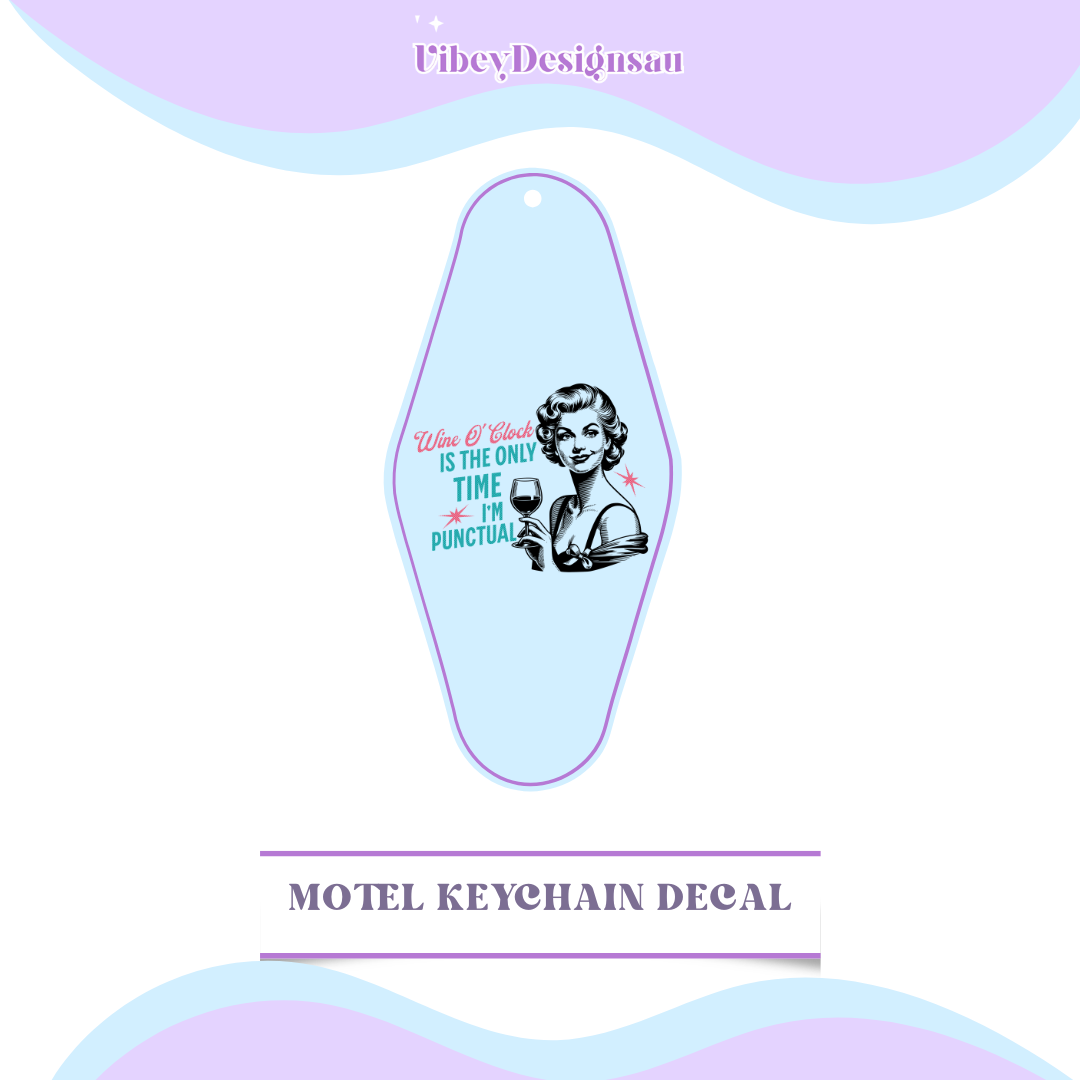 RTS Motel Keychain | Shotglass Decal - Wine O'clock