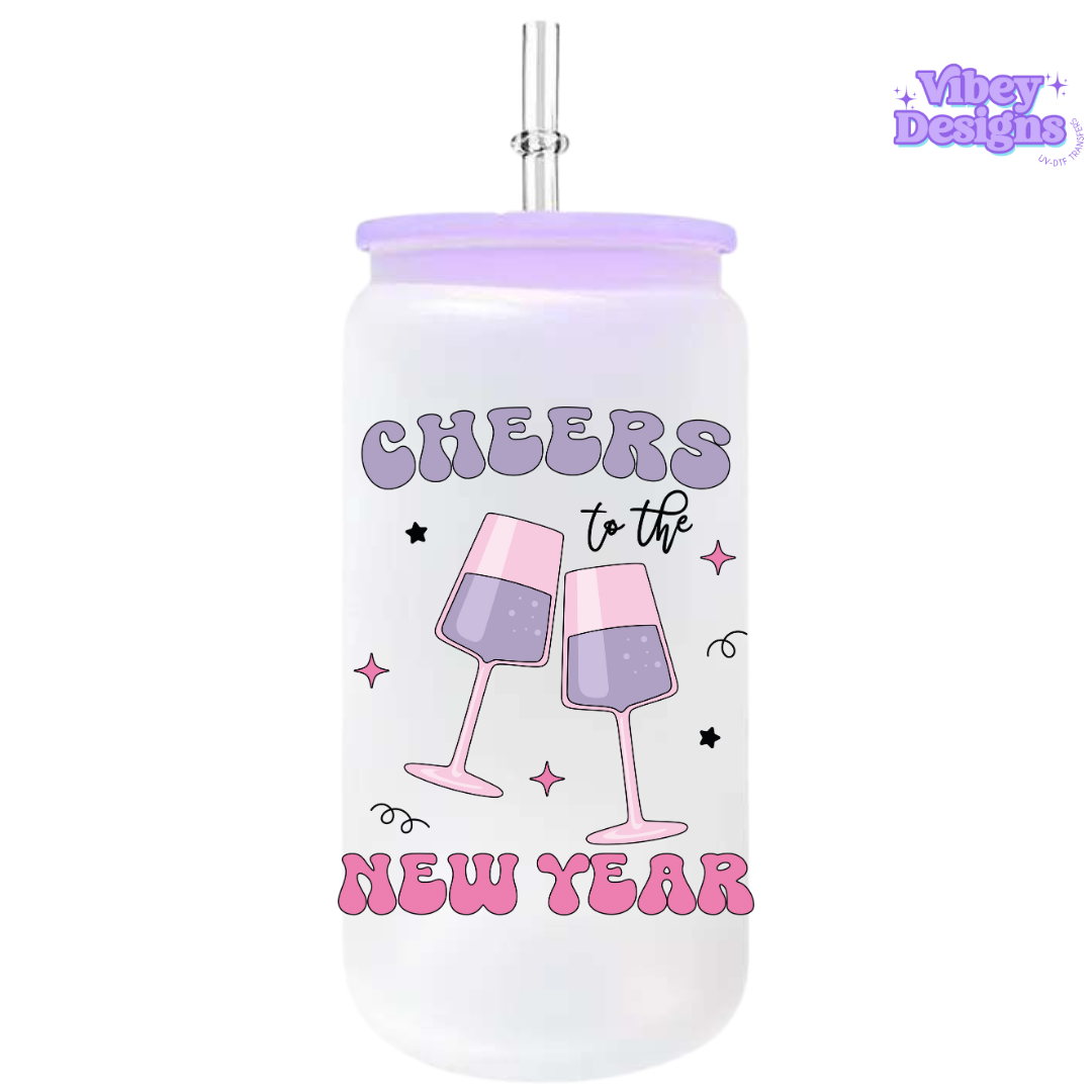 UV-DTF Transfer for Bottle, Glass, Mug, Diary - Cheers New Year