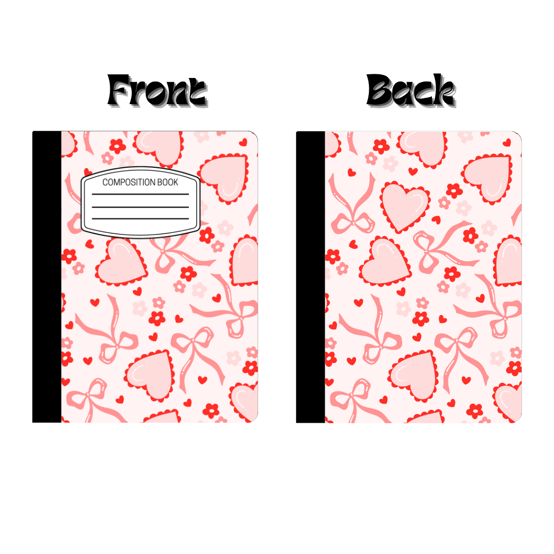 Composition Notebook - Hearts and bows