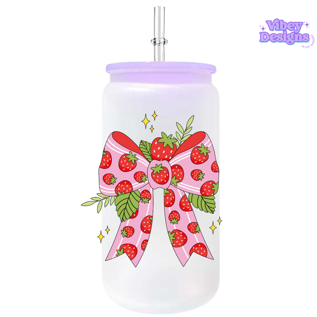 UV-DTF Transfer for Bottle, Glass, Mug, Diary - Strawberry bow