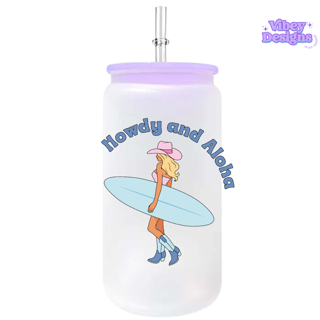 UV-DTF Transfer for Bottle, Glass, Mug, Diary - Howdy and Aloha