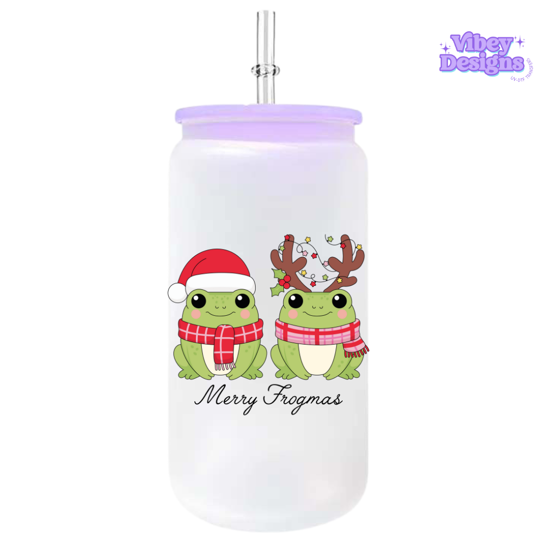 UV-DTF Transfer for Bottle, Glass, Mug, Diary - Merry Frogmas