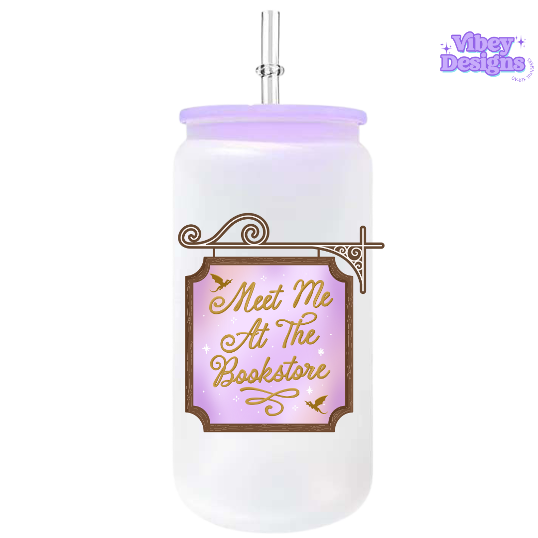 UV-DTF Transfer for Bottle, Glass, Mug, Diary - Meet me at the bookstore