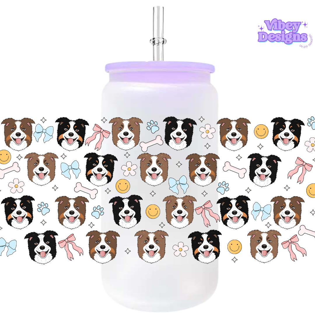 Uv Dtf Wrap For 16oz Libbey Glass - Collie & Bows