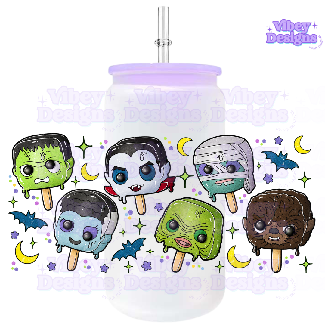 Uv Dtf Wrap For 16oz Libbey Glass - Spooky Pops