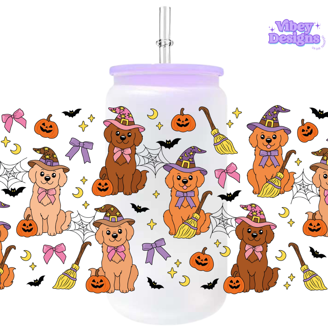 Uv Dtf Wrap For 16oz Libbey Glass - Witchy Dogs