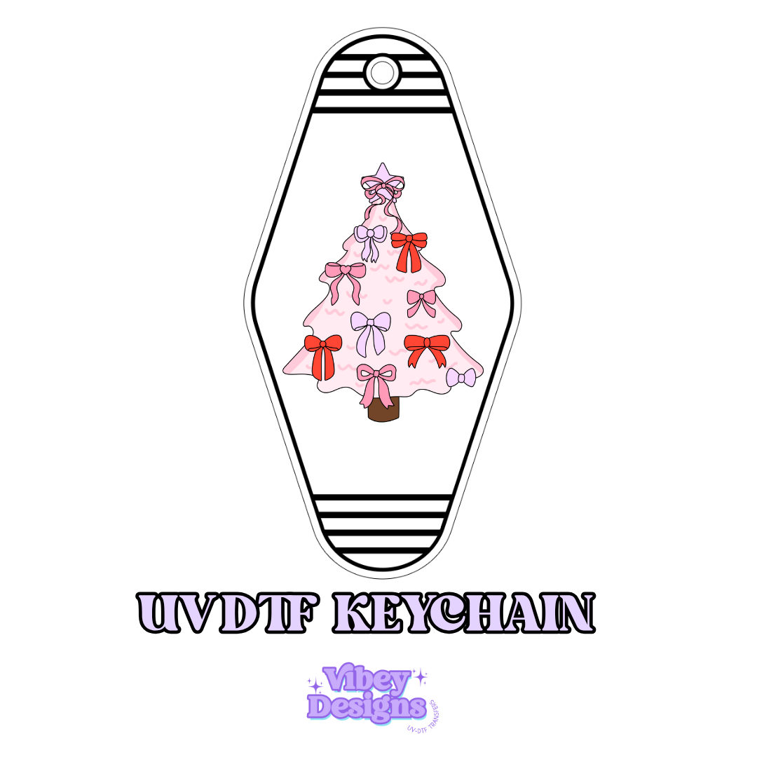 RTS Motel Keychain | Shot glass Decal - Christmas tree bow