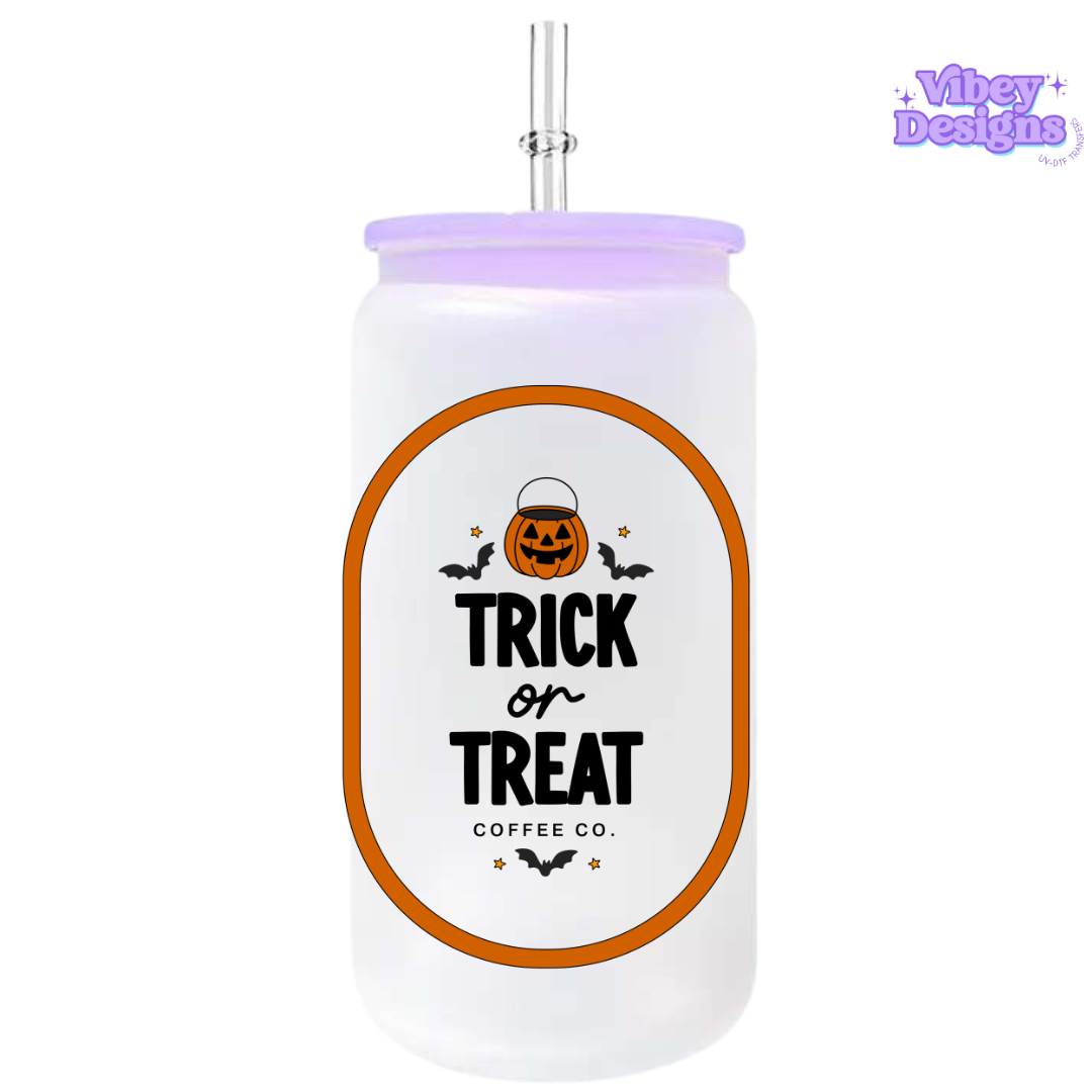 UV-DTF Transfer for Bottle, Glass, Mug, Diary - Trick or treat orange