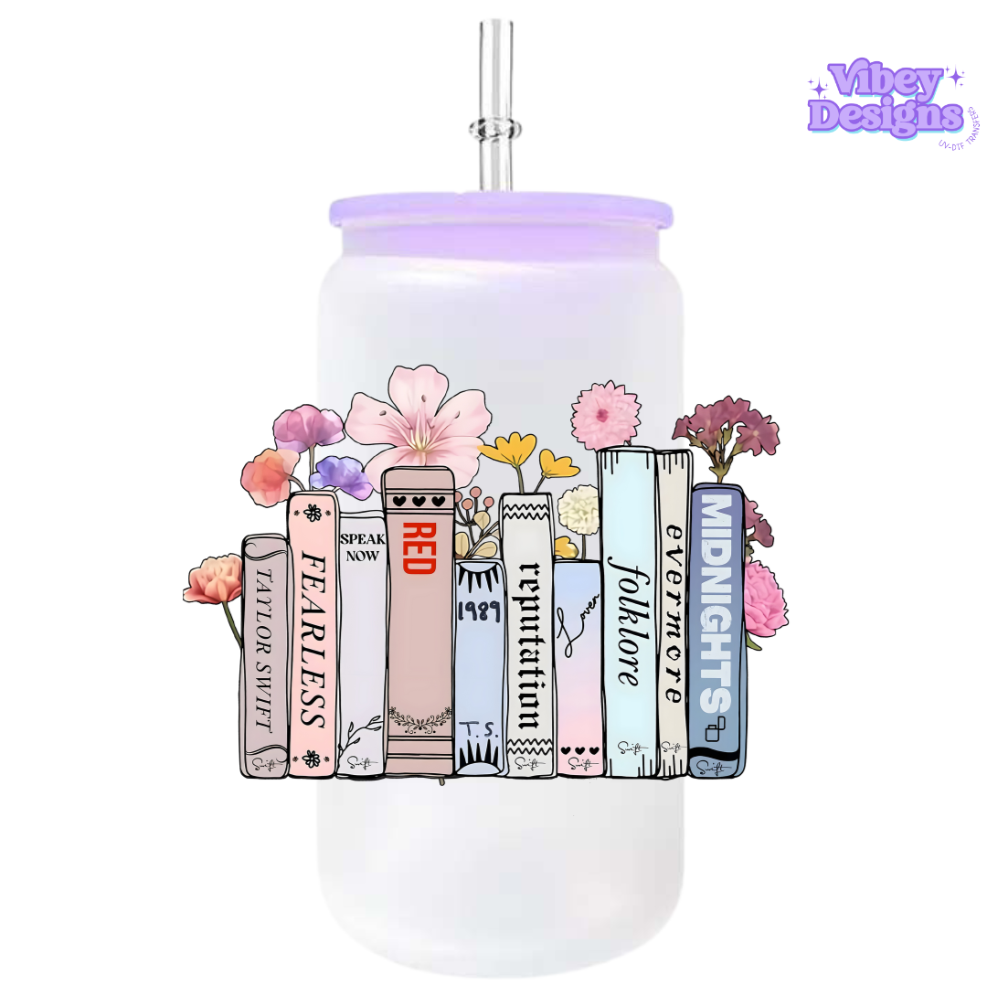 Uv Dtf Transfer for Bottle, Glass, Mug, Diary - Taylor’s Version Flowers