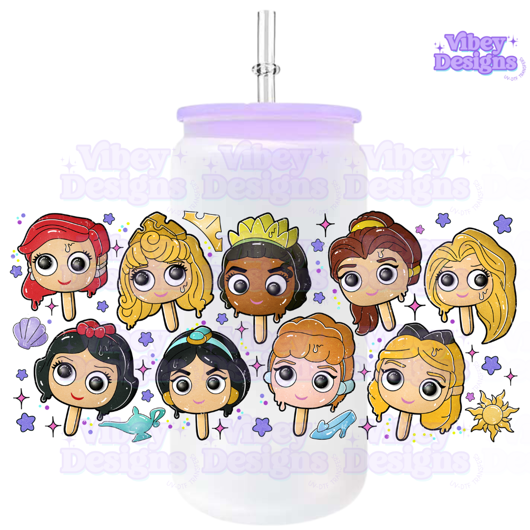 Uv Dtf Wrap For 16oz Libbey Glass - Princess Pops