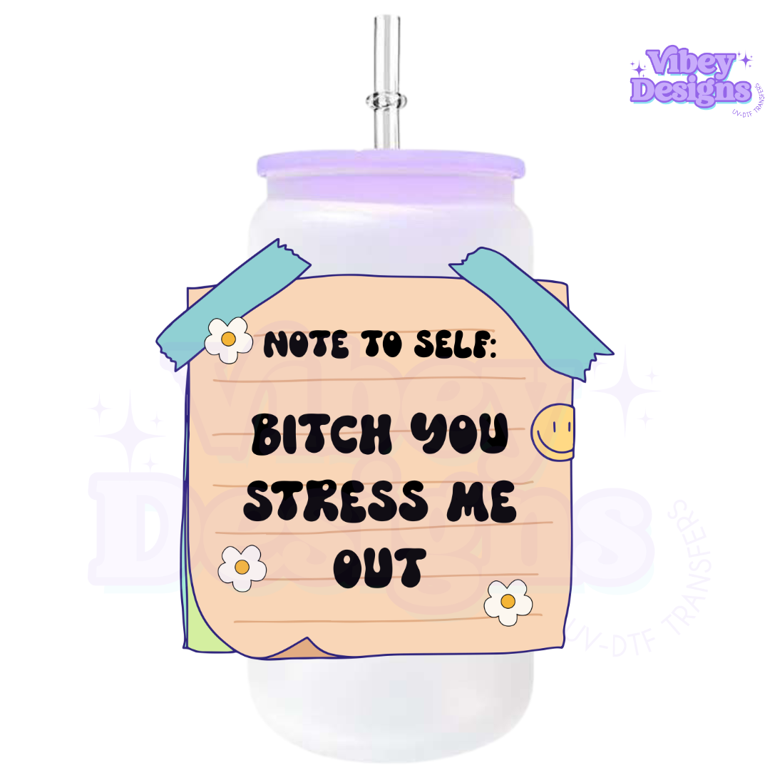 RTS UV-DTF Transfer for Bottle, Glass, Mug, Diary - Note To Self