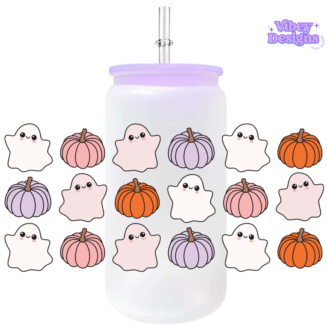Uv Dtf Wrap For 16oz Libbey Glass - Ghosty & Pumpkins