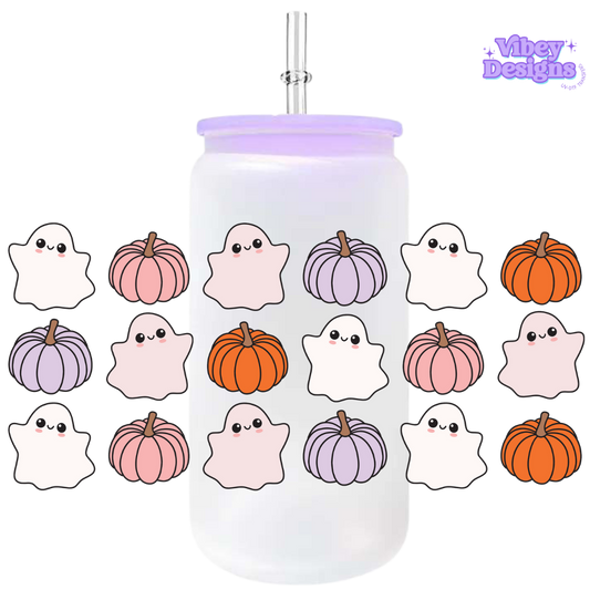 Uv Dtf Wrap For 16oz Libbey Glass - Ghosty & Pumpkins